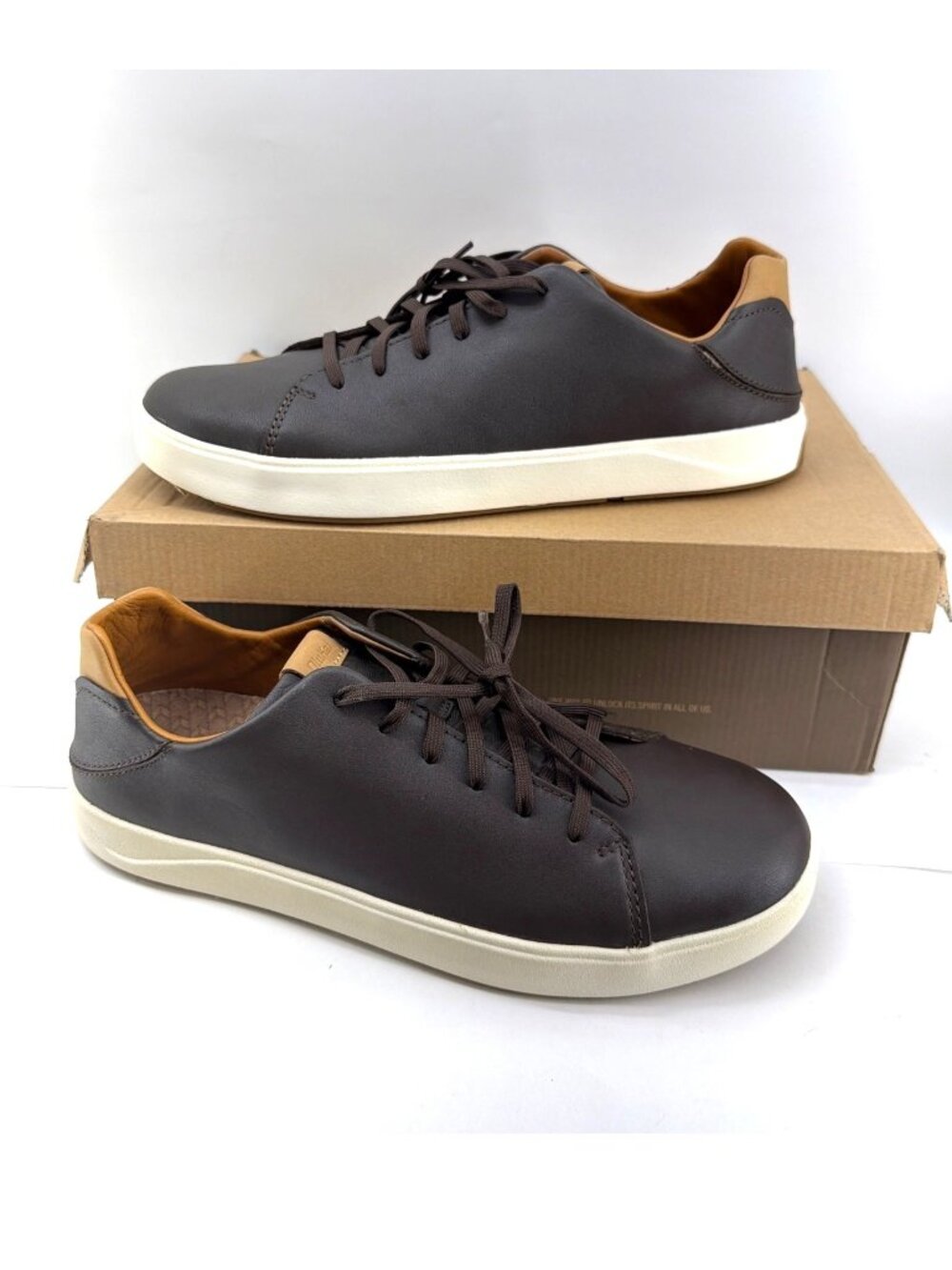 Olukai Lae’ Ahi Li ‘Li Convertible Low Top Leather Men Sneakers Dark Java Sz 13